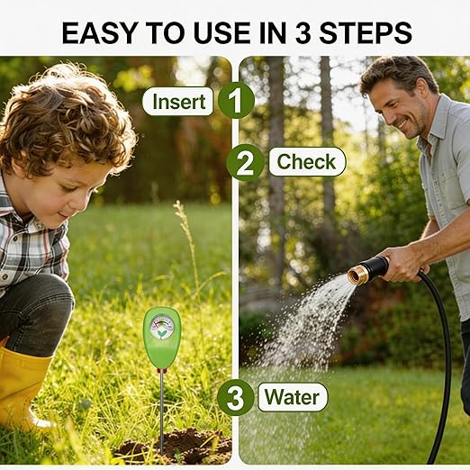 Garden Hose 50FT, Non-Expanding Water Hose, Tangle-Free Hose with 3/4" Leak-Proof Fittings, Ultra Lightweight, Burst-Resistant, Flexible Hose for Yard, Lawn, Outdoor Use with Bonus Soil Moisture Meter