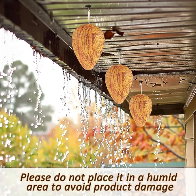 DECYOOL 4 Pack Paper Wasp Nest Decoy Hanging Wasp Nest Stay Away from Wasps Hornets Yellow Jackets(Orange)