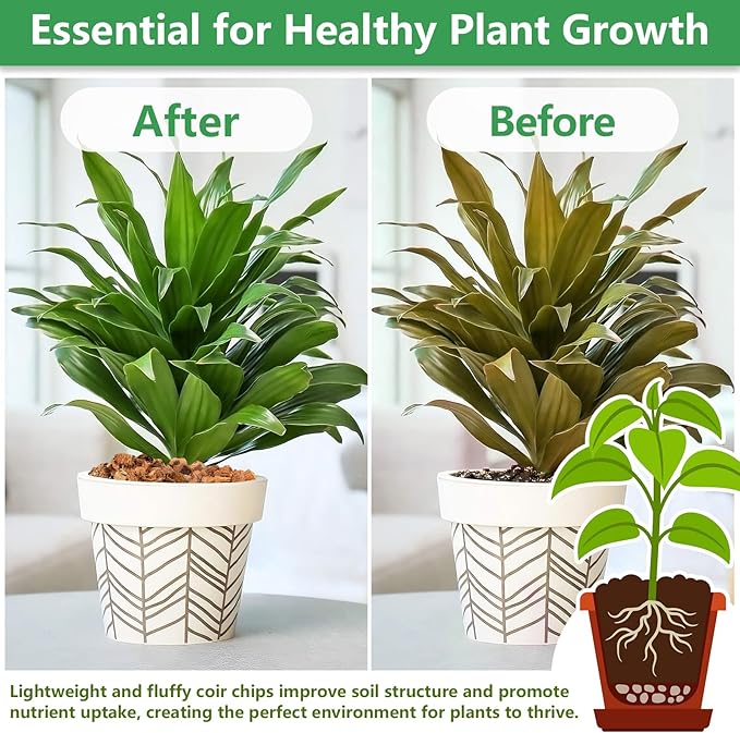 Legigo 6 Pack Coco Coir Chips for Plants- 6.6 LB 100% Organic Coconut Chips Brick Potting Mix with Low EC & PH Balance, Coconut Husk Substrate Coco Husk Mulch for Garden, Planting, Orchid and Soil Mix