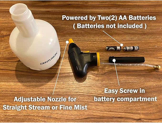 Centurion 1575 Portable Quart Battery Sprayer, Lightweight Water Mister Spray Bottle with One Touch Spraying & 360º Adjustable Nozzle for Plant Moisturizing & Misting, Indoor/Outdoor Lawn & Gardening
