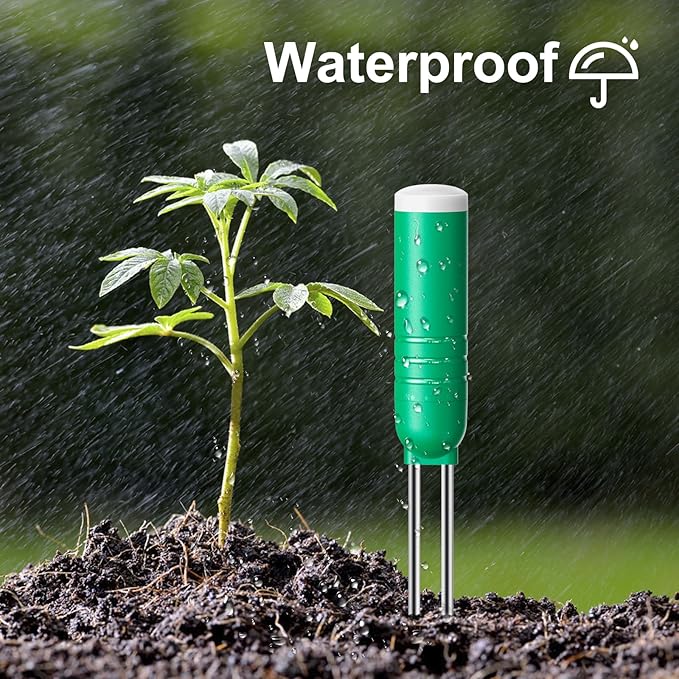 4-in-1 Soil Meter for Plants, Wireless Remote Monitor for Temperature Moisture Light Timing in One Board, Use for Garden Pot Turf lawns Farms greenhouses（1 Meter and 2 Sensior）, Black