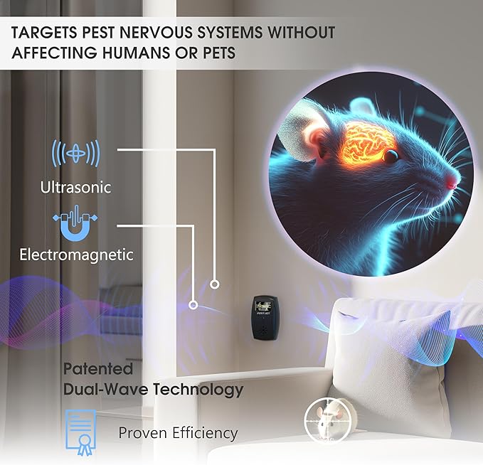 2026 Ultrasonic Pest Repeller Plug-in with LCD – Indoor Outdoor Use – Ultrasonic Electromagnetic Pest Control Device for Mice, Rats, Bats, Squirrels