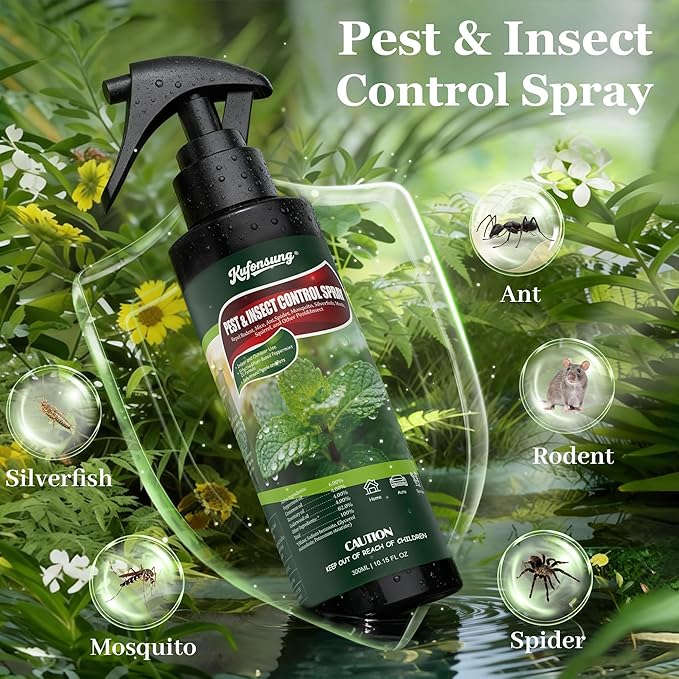 Peppermint Oil Pest & Insect Control Spray-Peppermint Oil Spray for Rodents,Natural Spray for Spiders, Ants, Roaches, and More-Plant-Based,Use for Home-300ml
