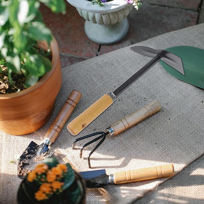 2pcs Garden Trowel Hand Shovel Small Metal Spade with Wood Handle for Planting and Loosening Soil in Garden and Patio Use