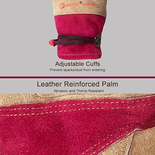 Leather Gardening Gloves for Women - Working Gloves for TIG/MIG Welding, Construction, Farm, Best Garden Gifts & Tools for Gardener (Small)