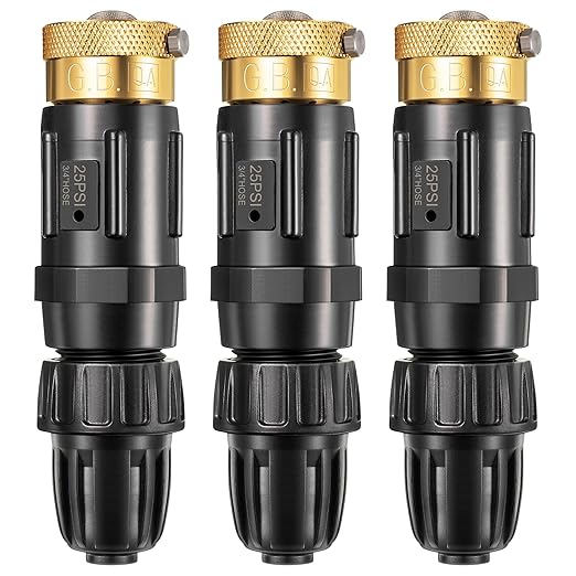 Feekoon 3 Set 25 Psi Drip Irrigation Faucet Adapter Kit 1/2'' Irrigation Tubing to 3/4'' Faucet Water Pressure Regulator Backflow Preventer with Filter, Drip System Parts