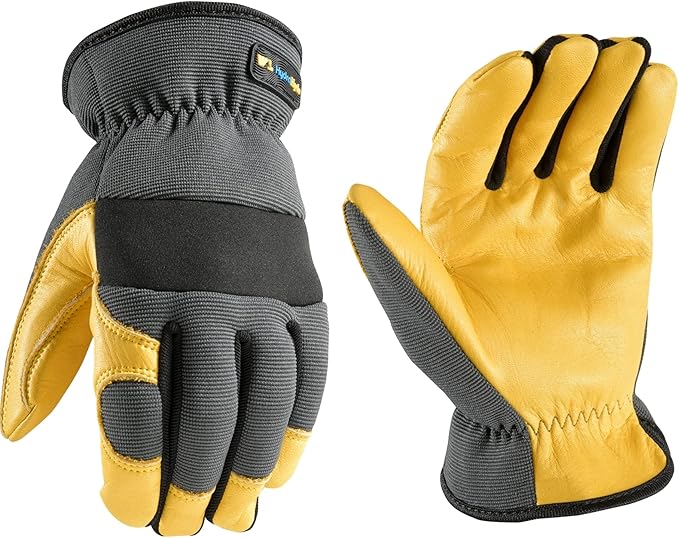 Wells Lamont Men's Slip-On HydraHyde Work Gloves – Water-Resistant Leather for Gardening, Landscaping – Reinforced Fingertips, Breathable Spandex – Durable, Comfortable, Flexible – Gray - XL