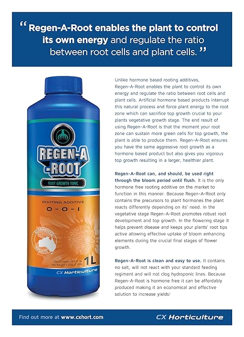 Regen-A-Root 5 Liter | Hormone-Free Root Stimulator for Plants | Promotes Explosive Root Growth in Vegetative & Flowering Stages | Hydroponic, Soil & Coco Compatible (0-0-1)