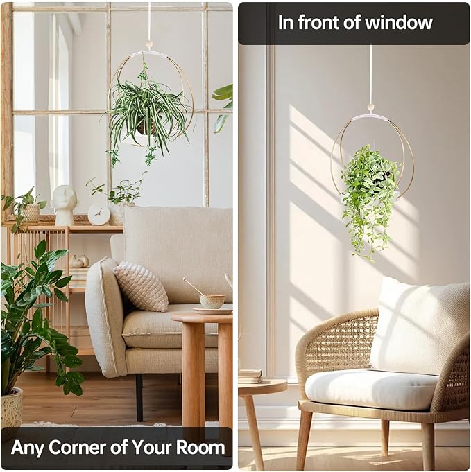 Adnkwolivt Mid Century Boho Macrame Metal Planter - Indoor/Outdoor Hanger, Conner Ceiling, Gift for Mom or Plant Lovers, Housewarming