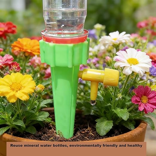 Self Watering Spikes for Plant, 10 Pack Plant Watering Devices with Adjustable Valve, Self Watering Planter Insert for Indoor Outdoor Potted Plants, Alternative to Plant Watering Globes