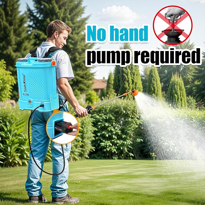 SideKing Battery Powered Backpack Sprayer 3.2 Gallon, 0-80 PSI Adjustable Pressure Sprayer Compatible with Makita 18V Battery, Electric Sprayer with Wand, 5 Nozzles, 2.0Ah Battery&Charger Included