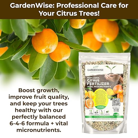 GARDENWISE Professional Citrus Fertilizer + Vital Micronutrients; Perfect Balanced NPK for All Citrus; for Indoor and Outdoor Plants; Orange, Lime, Avocado and Lemon Tree Fertilizer (3 QUARTS)