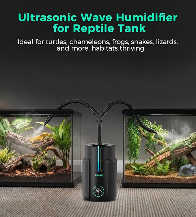 6L/1.6 Gal Reptile Fogger Humidifier, Misting System for Reptiles with Extendable Targeting Hose, 400 mL/h Plants Humidifier with Precise Temp & Humidity Probe for Grow Tent, Greenhouse, Growers