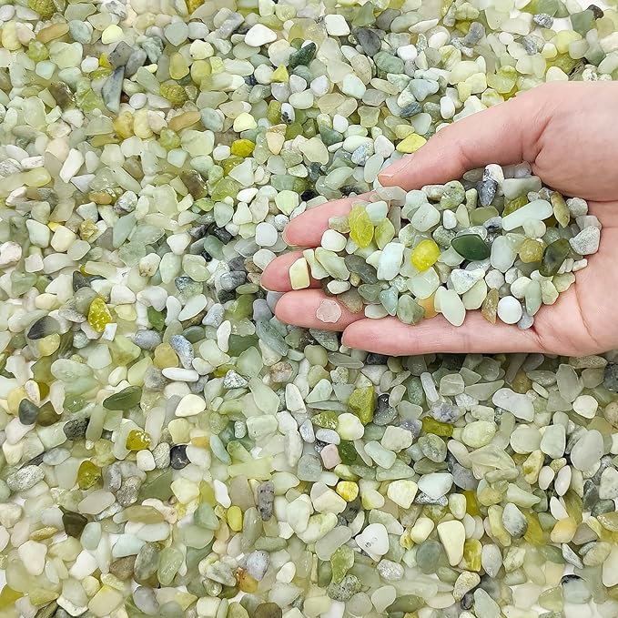 FANTIAN Jade Pebbles for Indoor Plants,1/4 Inch (3-6 MM) Polished Green Pea Gravel Small Rocks for Plants, Succulents, Cactus, Vases, Terrarium