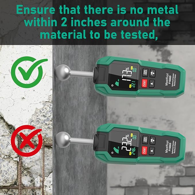 Pinless Wood Moisture Meter,Non-Destructive Moisture Meter for Wood,Concrete, Floors, Walls, Measuring Depth 5-40mm Digital Moisture Meter Built-in Flashlight