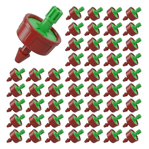 0.25 GPH Pressure Compensating Drippers: 50 Pack Drip Irrigation Spot Emitters Heads Constant Flow Drip Irrigation Parts for Garden Irrigation System