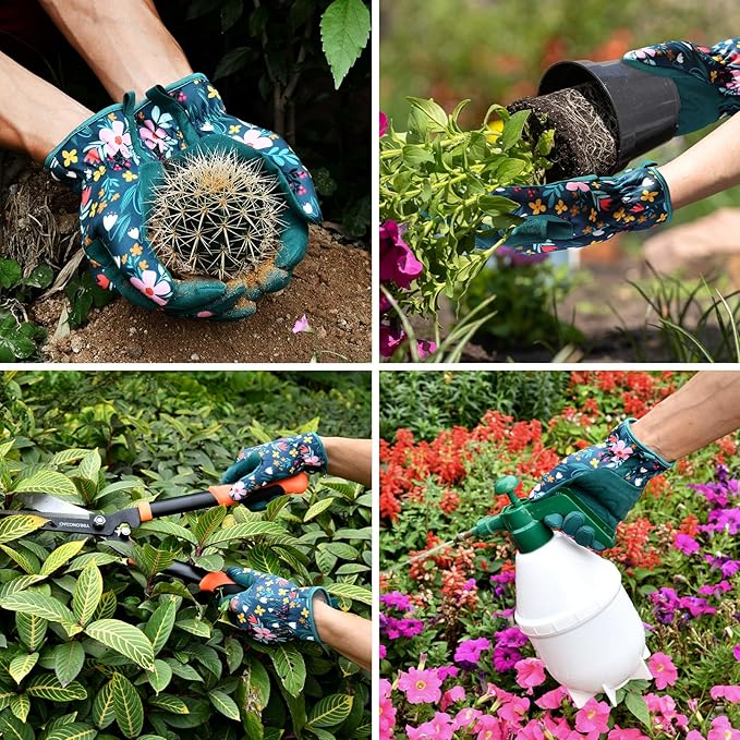 Trifabricy Gardening Gloves for Women, Breathable Leather Garden Gloves with Grip, Thorn-Proof Puncture-Resistant Work Gloves