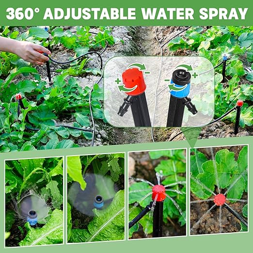 Maotong 110ft Drip Irrigation System Kit, Garden Watering System DIY Automatic Irrigation Equipment Set for Lawn Raised Bed Greenhouse Plant Watering with 1/4'' Tubing, Drip Emitters, Connectors