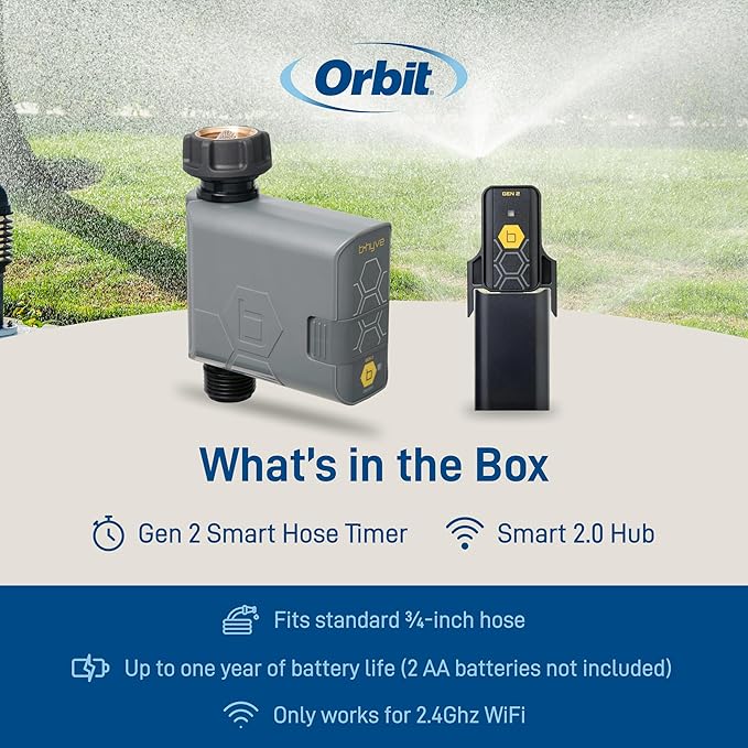 Orbit 90204Z B-hyve Gen 2 Smart Hose Watering Timer with Wi-Fi Hub