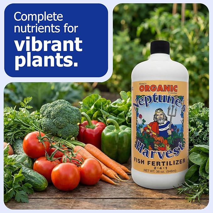 Neptune's Harvest Fish Fertilizer (2-4-1) - Organic Liquid Plant Fertilizer - Fish Hydrolysate for Vegetables, Flowers, Fruit, Trees, Grass - Indoor and Outdoor Plant Food (Quart)