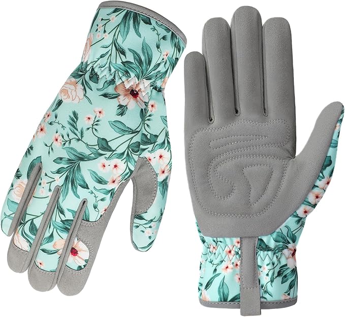 Trifabricy Gardening Gloves for Women, Breathable Leather Garden Gloves with Grip, Thorn-Proof Puncture-Resistant Work Gloves