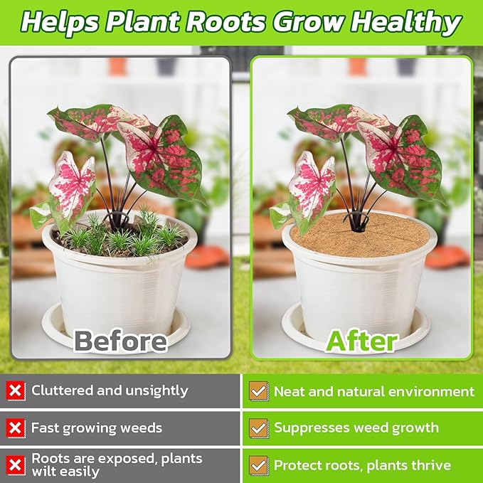 Legigo 10pcs Coconut Fiber Mulch Ring Tree Plant Protector Mat, 14 Inch Natural Coco Coir Tree Mulch Ring Plant Pot Soil Cover, Tree Rings Disc Plant Cover for Indoor Outdoor Plants, Landscaping