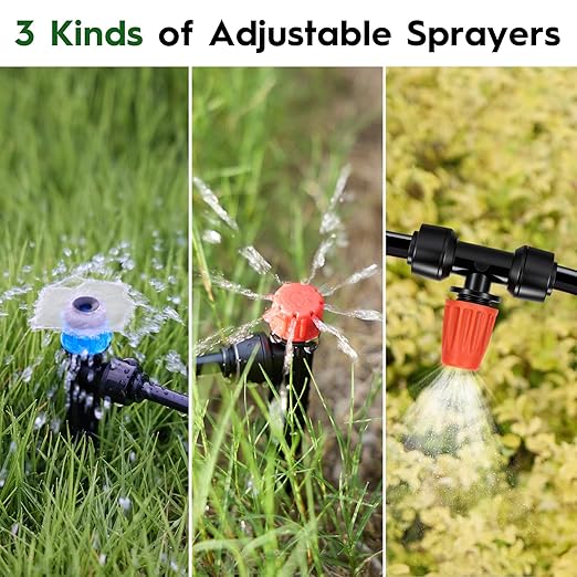 2026-Upgrade Quick-Connect Drip Irrigation System, Garden Irrigation Kit with 2/5" & 1/4" Tubing and Adjustable Nozzles & Sprinklers, Automatic Watering System for Garden, Lawn, Greenhouse