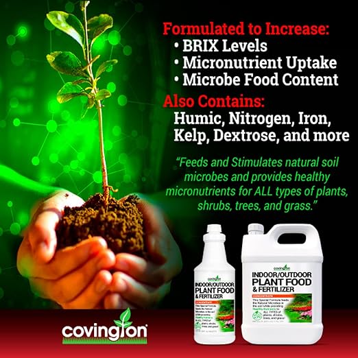 Covington Plant Food & Fertilizer Concentrate for Indoor (32 oz) Outdoor Plants and Soil - Liquid Food for Healthy Soil and All Types of Plants, Just Mix with Water