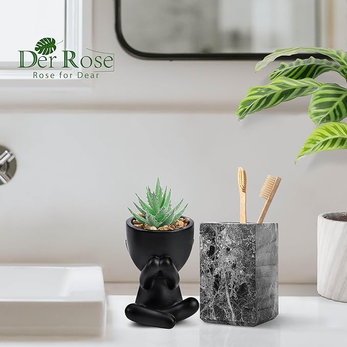 Der Rose 3 Pack Fake Plants Artificial Succulents Plants for Room Bathroom Home Office Desk Accessories Decor