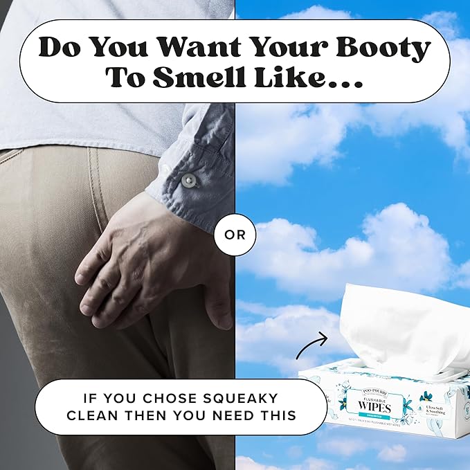 Poo~Pourri Unscented Flushable Wipes - Made with Plant Based Fibers, Aloe, Vitamin E, Chamomile, and Oat Extract - Adult Wet Wipes - 150 count - Septic & Sewer Safe - Fragrance Free Packaging May Vary