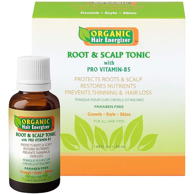 Organic Hair Energizer Root & Scalp Pro Vitamin-B5 Hair Growth Tonic, 1.69 oz | DHT-Blockers, Sulfate-Free & Paraben-Free, Prevent Hair Loss, Thinning & Receding Hair Line | Good For Men & Women