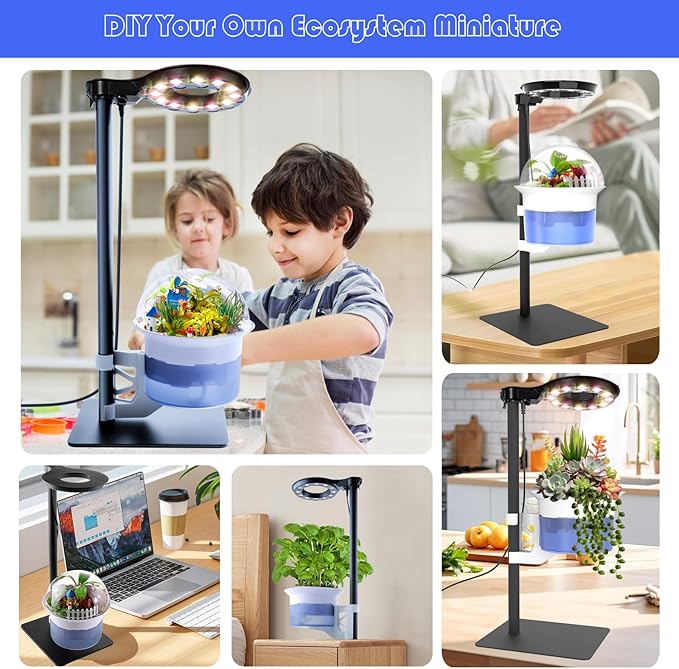 Large Plant Venus Fly Trap Terrarium Kit with Grow Light Timer&Metal Stand, African Violet Pots Self Watering Planter for Herbs,Carnivorous Plants,Gardening for Mom Garden Lover