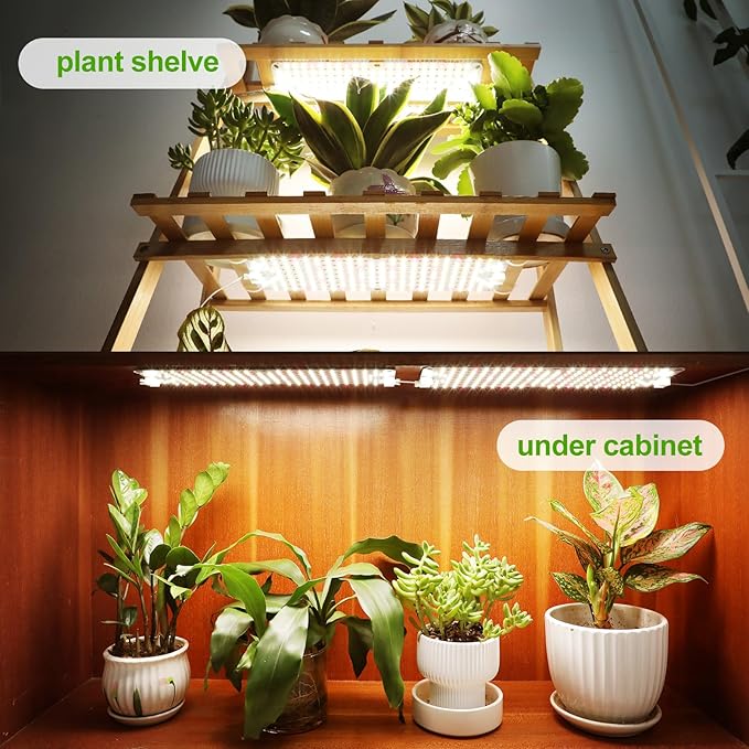 4Panel Grow Lights for Indoor Plants, Seed Starting, Veg, Pot Plants, Bonsai with Timer 4/8/12/16/20H, Ultra-Thin Under Cabinet & Shelf Full Spectrum LED Plant Growing Lamps, Multi-Panels Free Connect