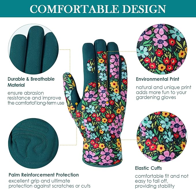 Trifabricy Gardening Gloves for Women, Breathable Leather Garden Gloves with Grip, Thorn-Proof Puncture-Resistant Work Gloves