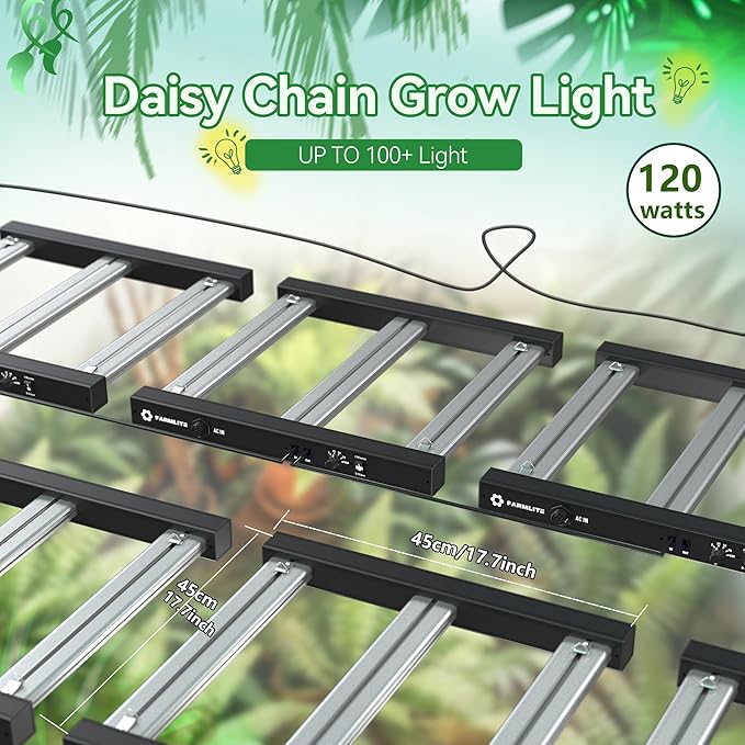 Grow Light FARMLITE Grow Lights for Indoor Plants Full Spectrum LED Growing Light Plant Hanging Growing Bar Lamps Seedling Daisy Chain Dimmable Board 2x2ft Coverage (120, Watts)