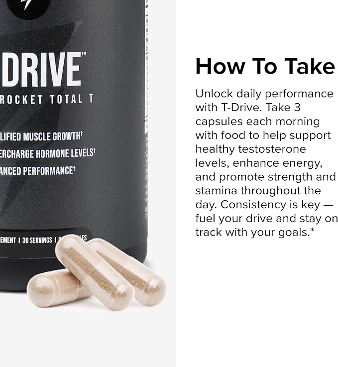 InnoSupps T-Drive Testosterone Booster Enhance Performance Amplify Muscle Growth, Increase Libido & Energy Levels w/KSM-66 Ashwagandha, Magnesium, Vitamin D, Niacin Boron, Fenugreek, 90 Caps, 30 Days
