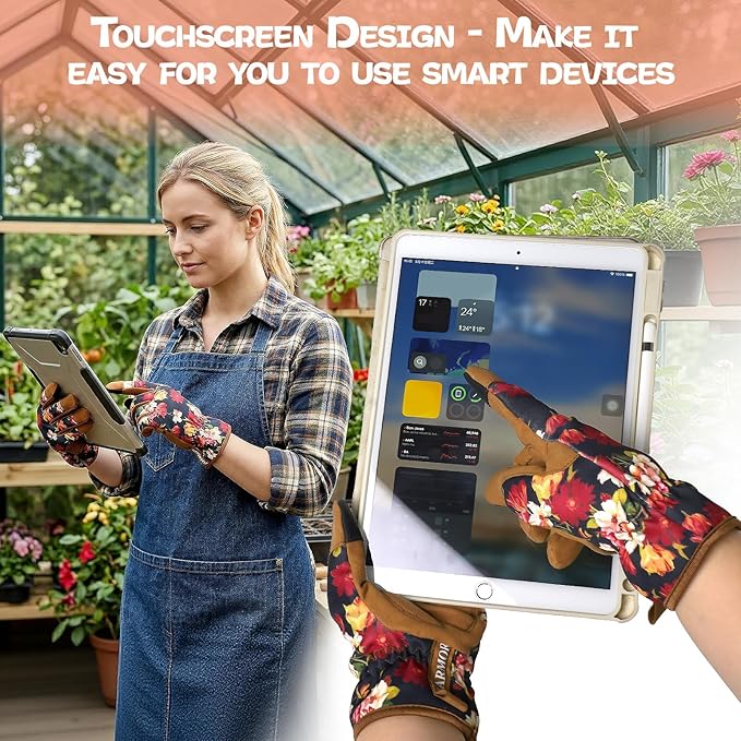 Leather-Gardening-Gloves for Women,Thorn-Proof Work-Gloves for Weeding,Digging,Planting,Pruning Yard garden Gloves