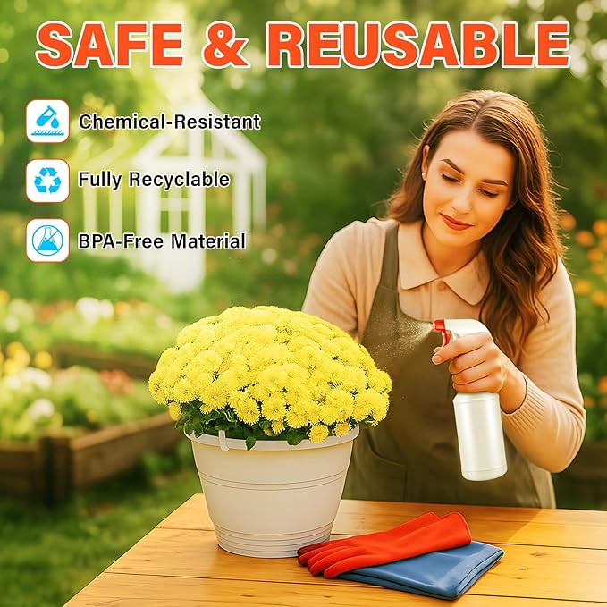 DIYSELF 16oz Spray Bottle 8 Pack, Heavy Duty Plastic Spray Bottles for Plants, Refillable Spray Bottles for Cats and Cleaning Solutions, Chemical Resistant Spray Bottle with Trigger Sprayers