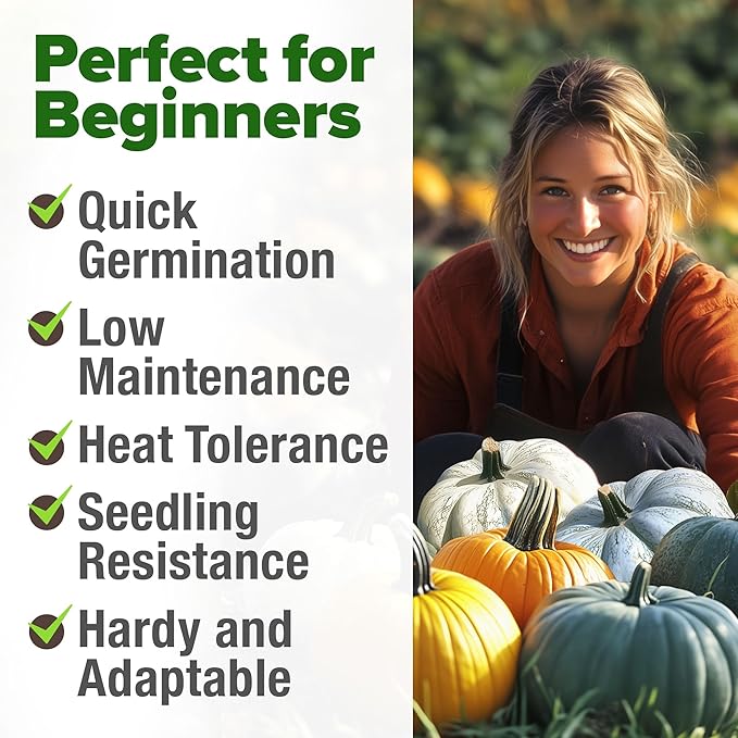 HOME GROWN Pumpkin Seeds for Planting - 5 Variety Mix - 40 Seeds - Heirloom Non GMO USA - Vegetable Garden - Edible & Jack O Lanterns - Connecticut Field Blue White Mini - Autumn Harvest