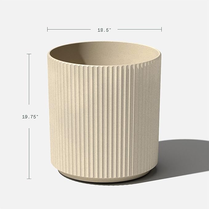 Veradek Round Demi Planter Pots for Indoor/Outdoor Garden Use, Made from Plastic-Concrete Mix with Drainage Holes, Perfect for Small to Large Succulent Plants, Flowers, Modern Interior Plants