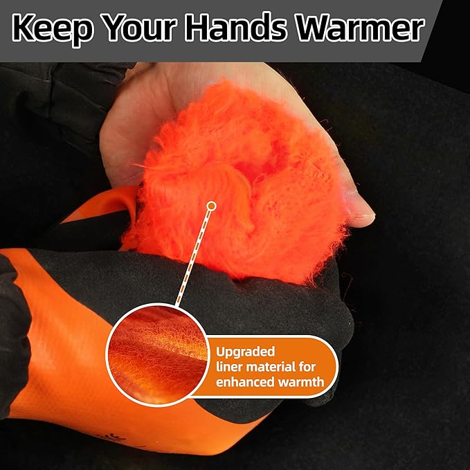 Schwer 100% Waterproof Winter Work Gloves, ANSI A2 Cut Resistant Freezer Gloves for Outdoor Cold Weather Keep Hands Warm, Thermal Insulated Gloves for Shoveling Snow, Ice Fishing, Super Grip, M