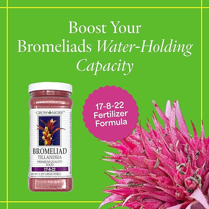 Grow More Bromeliad Tillandsia Food (17-8-22) - 1.25lbs of Water Soluble Air Plant Fertilizer - Slow Release Fertilizer for Outdoor & Indoor Plants - Air Plant Food for Vibrant Growth & Blooms