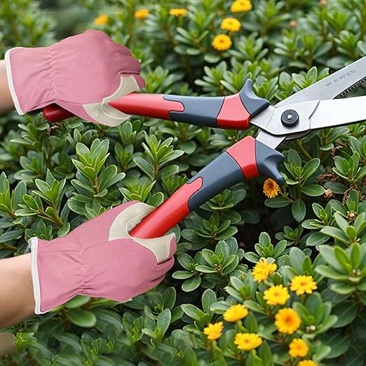 Gardening Gloves, Garden Gloves for Women and Men, Thorn Proof Working Gloves, Durable Leather Work Garden Gloves for Yard & Outdoor Work, Purple, XL