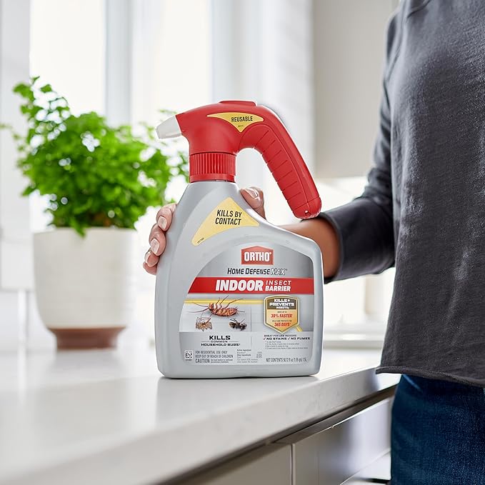 Ortho Home Defense Max Indoor Insect Barrier Battery-Powered Sprayer - Ready-To-Use Indoor Bug Spray, Kills Ants, Roaches, Spiders, Fleas and Ticks, 1.5 L