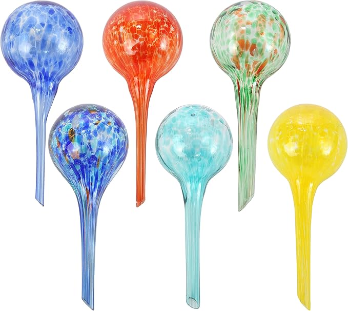 Trenton Gifts Plant Watering Globes - 6-Pack Self Watering Bulbs for Indoor and Outdoor Plants - Hand-Blown Decorative Glass Water Globes - 6" L x 2.5" D - 150ml