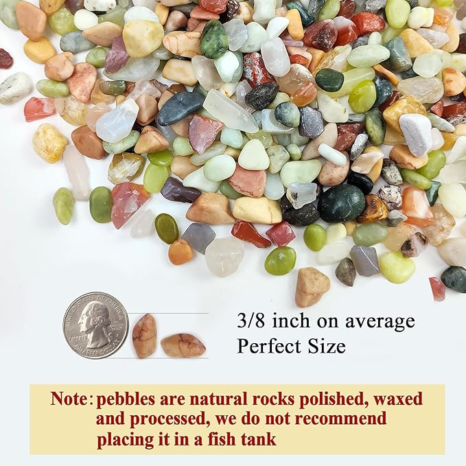 FANTIAN 10 lbs Small Succulent Rocks, 3/8 Inch Colorful Polished Pebbles for Indoor Plants. Decorative Rocks for Plants Indoor, Vases, Planters Aquarium and Outdoor Landscaping Garden