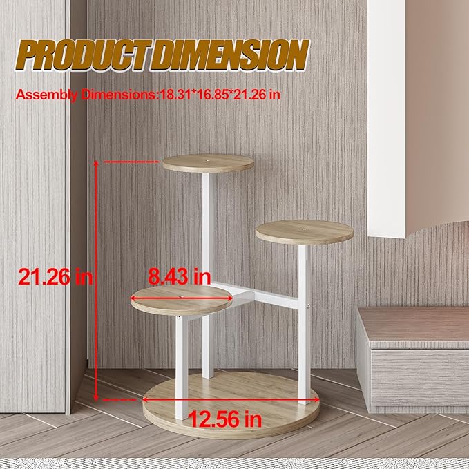 INGIORDAR Plant Stand Indoor Outdoor Corner Flower Stands Multiple Flower Pot Holder for Patio Garden Balcony Living Room 4 Tier White+Sonoma Oa