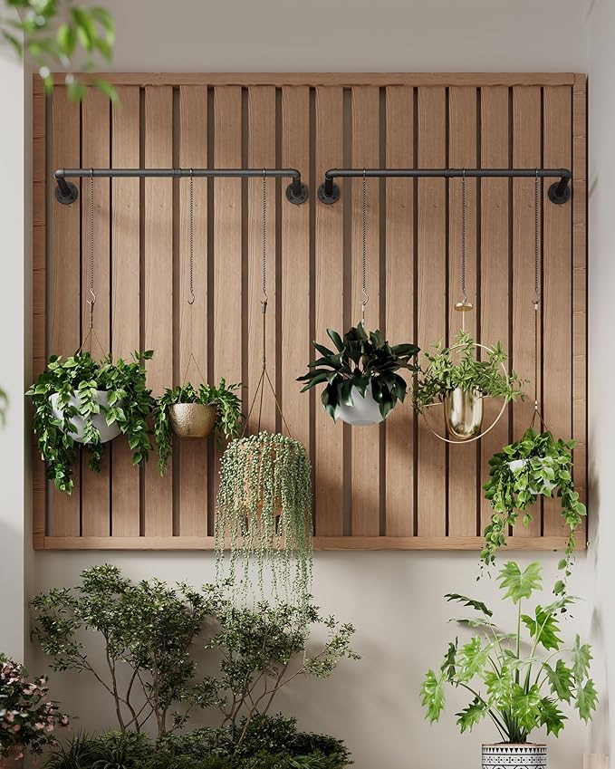SOFITORG Plant Haning Rod, 2 Pack Hanging Planters for Indoor Plants with 3 Chains, Wall Plant Hanging Bar for Window Celling, 38.2 Inch, Metal Black, Pots Not Included