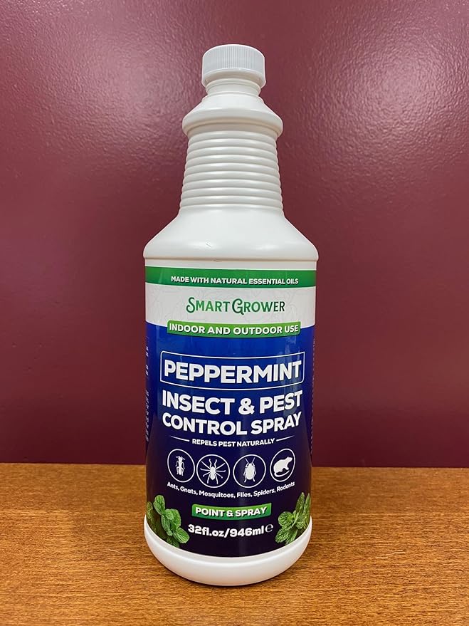 All Natural Peppermint Oil Insect & Pest Control Spray Repels Mice, Spiders, Ants, for Home, Indoor, Outdoor, Garden Maximum Strength Smart Grower Ready to Use 32 FL OZ