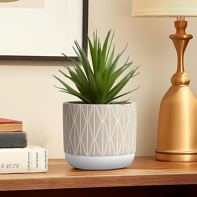 Kurrajong Farmhouse Artificial Plant in Pot - 8" high Small Faux Plant for Desk, Bathroom, Shelf & Coffee Table - Realistic Indoor Plant for Home Decor